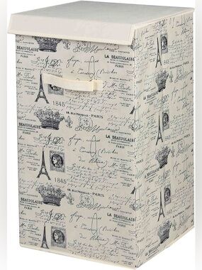 Paris Home Basics Laundry Hamper Foldable Fabric Basket Eiffel Tower Graphics